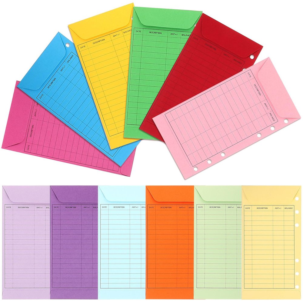 VICASKY 12-Piece Colorful Paper Budget Envelopes for Cash Budgeting and Budget Binder Accessories